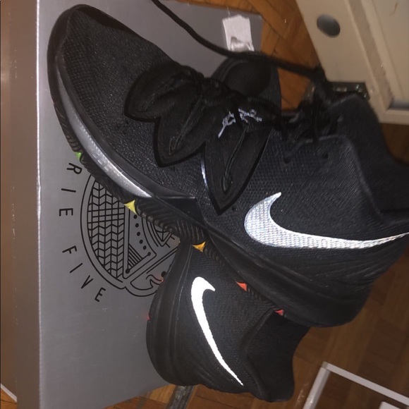 Kyrie 5s Black and Rainbow bottom ( reflective) - Picture 1 of 1
